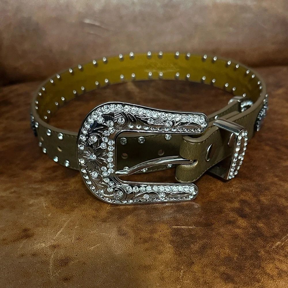 Nocona Girls 22” Belt with Rhinestone Hearts and Embellished Buckle